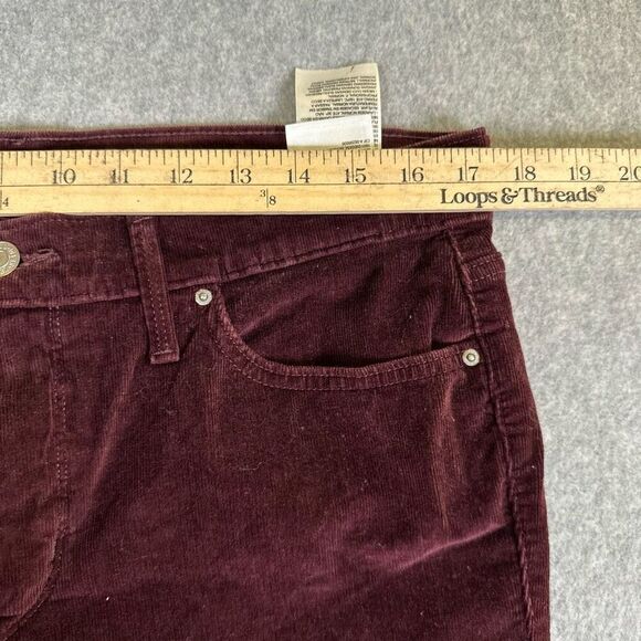 Levis Womens Size 32 Shaping Skinny Leg Corduroy Pants Burgundy Low Rise - Picture 9 of 10